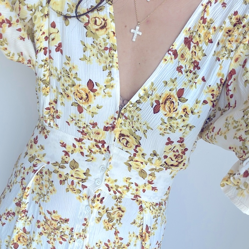 Faithful the Brand | Yellow Floral Midi Dress | Size 10 (AUS) | Size M
